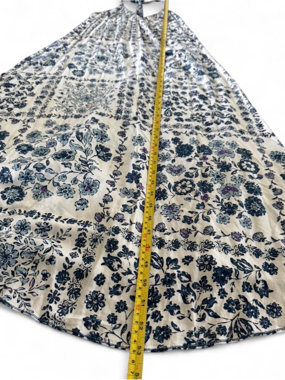 Poupette St Barth Blue White Floral Maxi Dress S Open Back Resort Boho Viscose - Picture 5 of 8